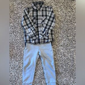 Boys' Plaid Button-Up Shirt and Gray Pants Set, size 4T